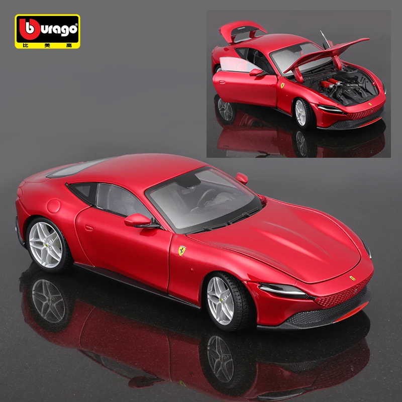 Bburago 1:24 Scale NEW RED Ferrari ROMA Alloy Luxury Vehicle Diecast Cars Model Toy Collection Gift