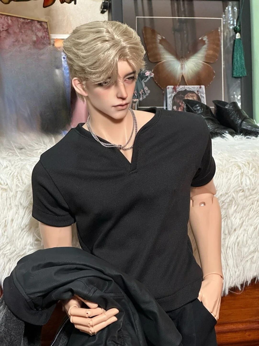 1/3 roupas de boneca camiseta caber para 75/77cm masculino bjd boneca alta elasticidade mangas curtas vestir-se brinquedos acessórios de boneca, sem boneca