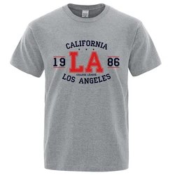 California 1986 Los Angeles Man Women T-Shirts Hip Hop Loose Shirt USA City Street Tops Breathable Cotton Oversized Clothing