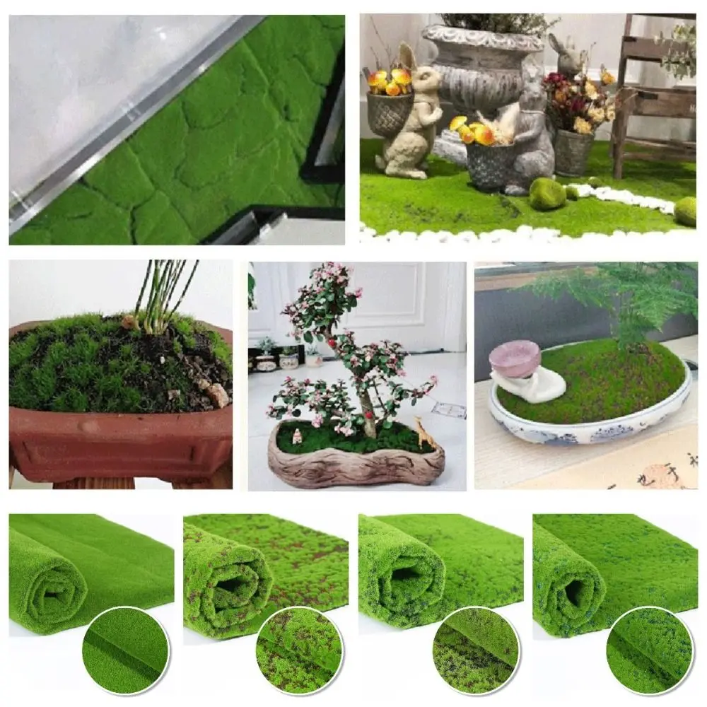 

DIY Fake Moss Grass Turf Durable Eternal Life Simulation Moss Sheet No Watering 50*50cm Fake Green Grass Mat Living Room