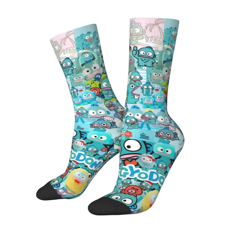 Custom Hangyodon Dress Socks for Men Women Warm Fashion Novelty Crew Socks