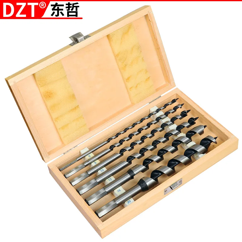6PC HSS Wood Brad Point Drill Bit Set 10-20mm Hex Shank Woodworking Drilling Tools with Wooden Box Storage Outdoor Camping Ge