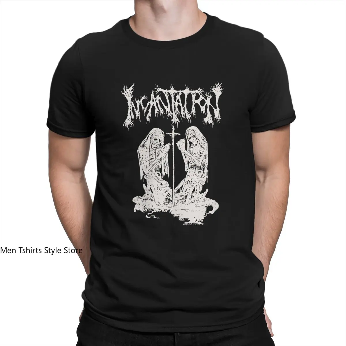 Men Popular Death Metal Band In America T Shirt Incantation 100% Cotton Tops Novelty Short Sleeve O Neck Tees 4XL 5XL T-Shirts