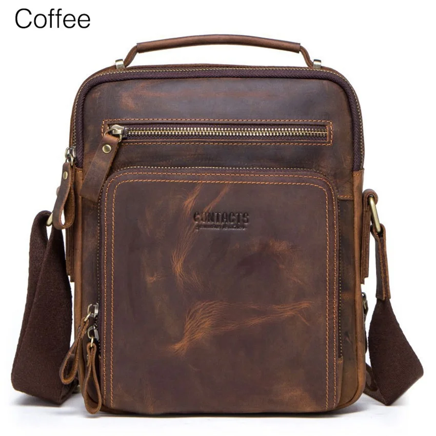 New Retro Cow Leather Men's Shoulder Bag Leisure Sling Bag Business Crossbody Bags Large Capacity Messenger Bag