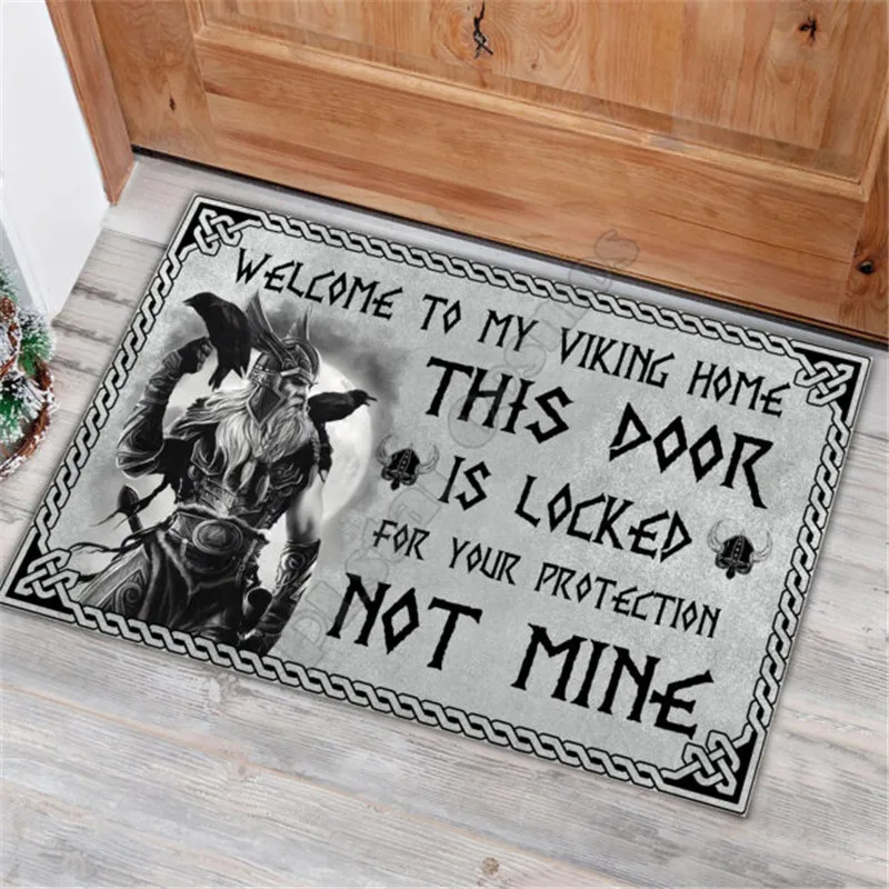 Viking Welcome To My Viking Home Please Remember House Doormat Non Slip Door Floor Mats Decor Porch Doormat