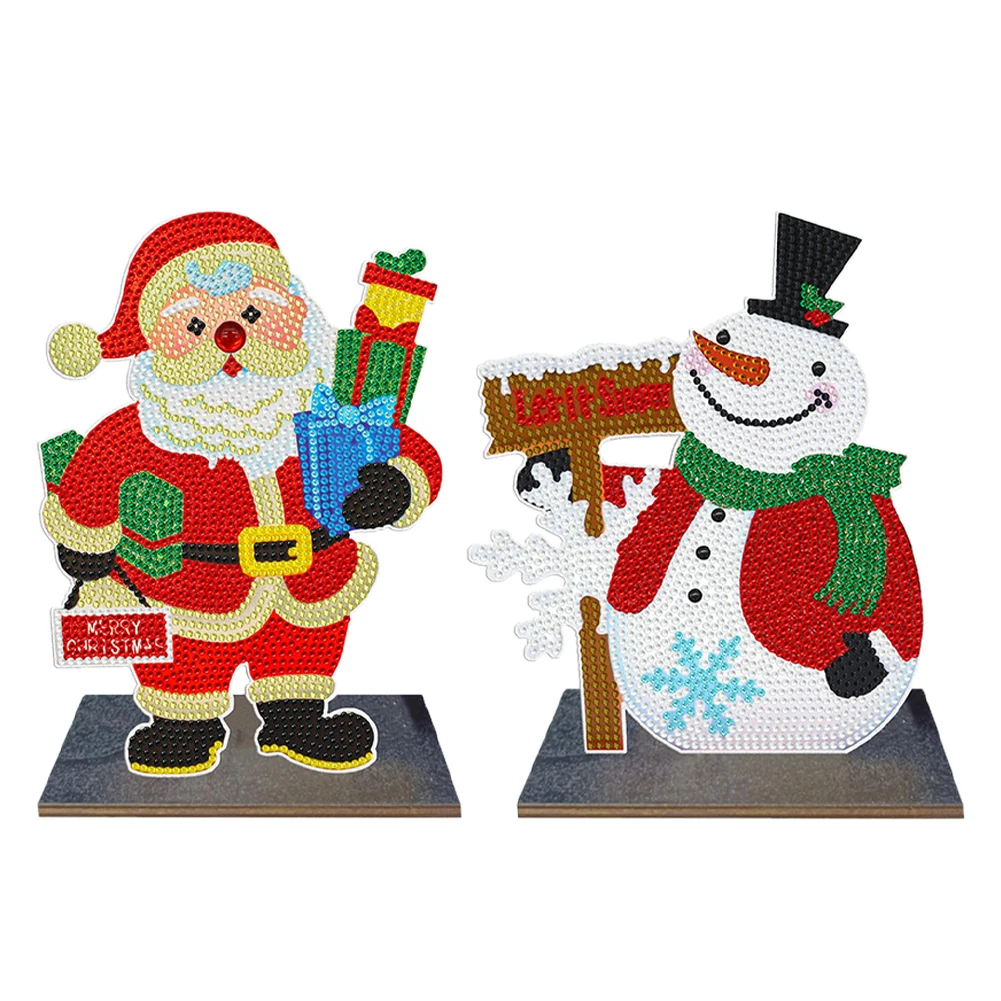 2D/フラット木製クリスマス DIY ダイヤモンド塗装卓上装飾品キットダイヤモンド塗装デスクトップ装飾大人初心者