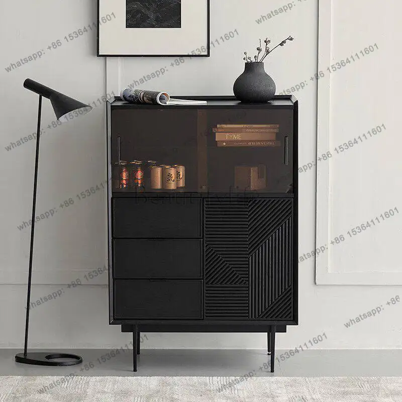 

Italian minimalist wooden wine cabinet glass dining room kitchen bowl butterfly storage cabinet