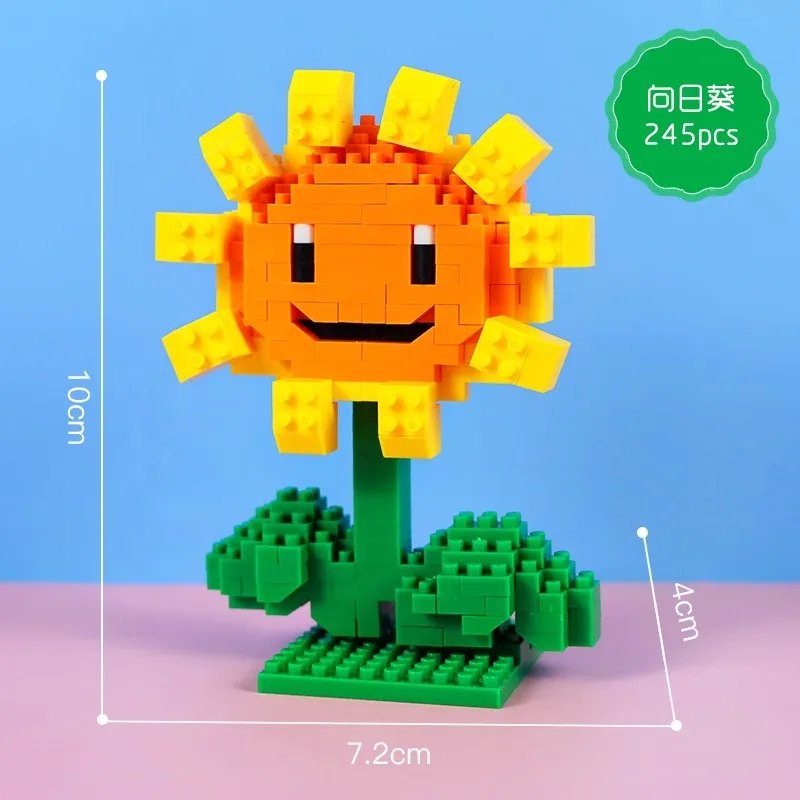 Plants VS Zombies Blocks Small Cartoon Mini Building Block Peashooter SunFlower Chomper Assemble Action Model Doll Toy for Kids