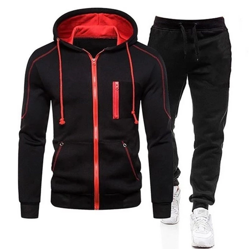 

2024 New Men Casual Sets Solid Color Men's Hoodies+Pants Two Piece Tracksuit Trendy Sportswear Hooded Set sweatsuits for men