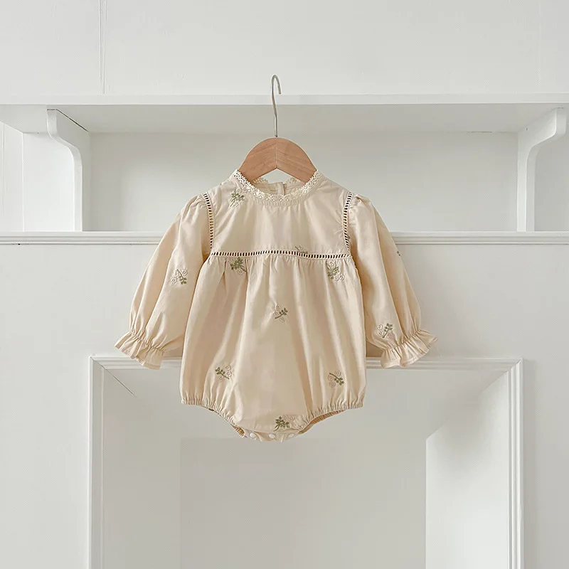 2025 Autumn Girls Long Sleeve Princess Dress with Embroidered Matching Sister Outfit Baby Romper Elegant Party Dress for Toddler