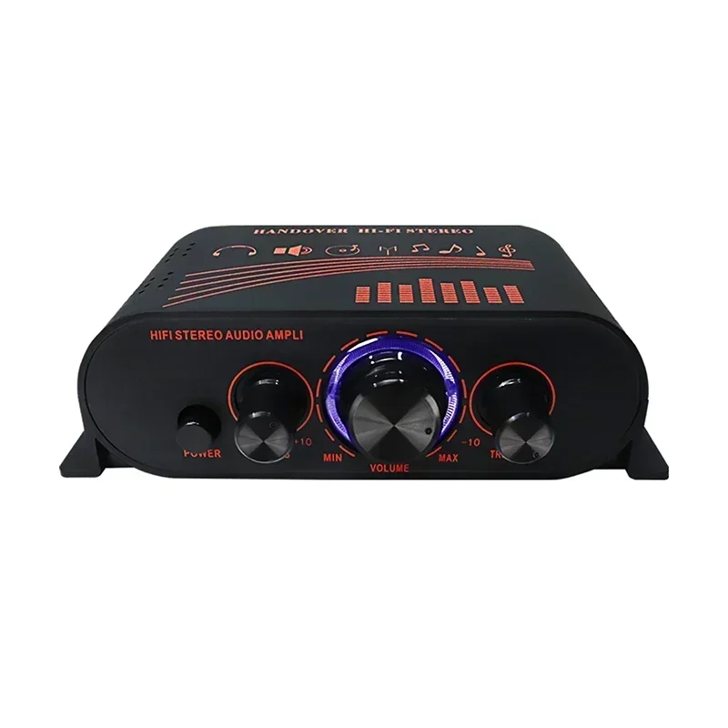 AK170 Mini Audio Amplifier RCA Input HIFI Stereo Audio Amplifier 20W*2 Speaker Amp Dual Channel with LED Light Ring Car Home Use