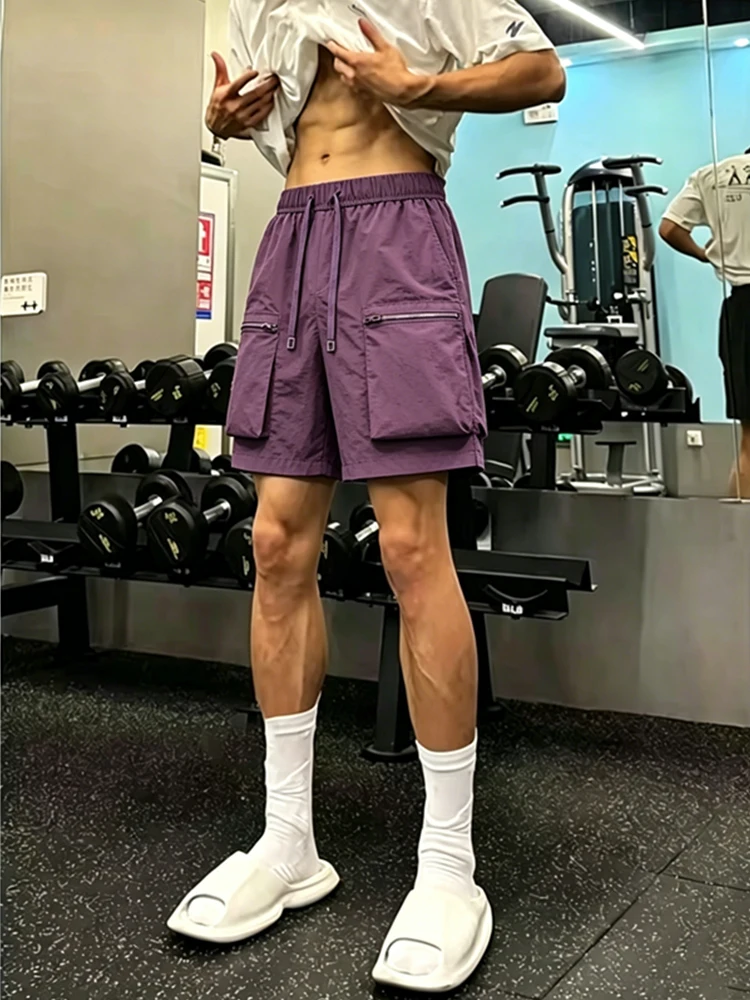 

Purple Ice Silk Men's Sportswear Shorts Summer Thin Five-Part Running Training Quick-Dry Four-Part Mid-Pants Workwear Outdoor