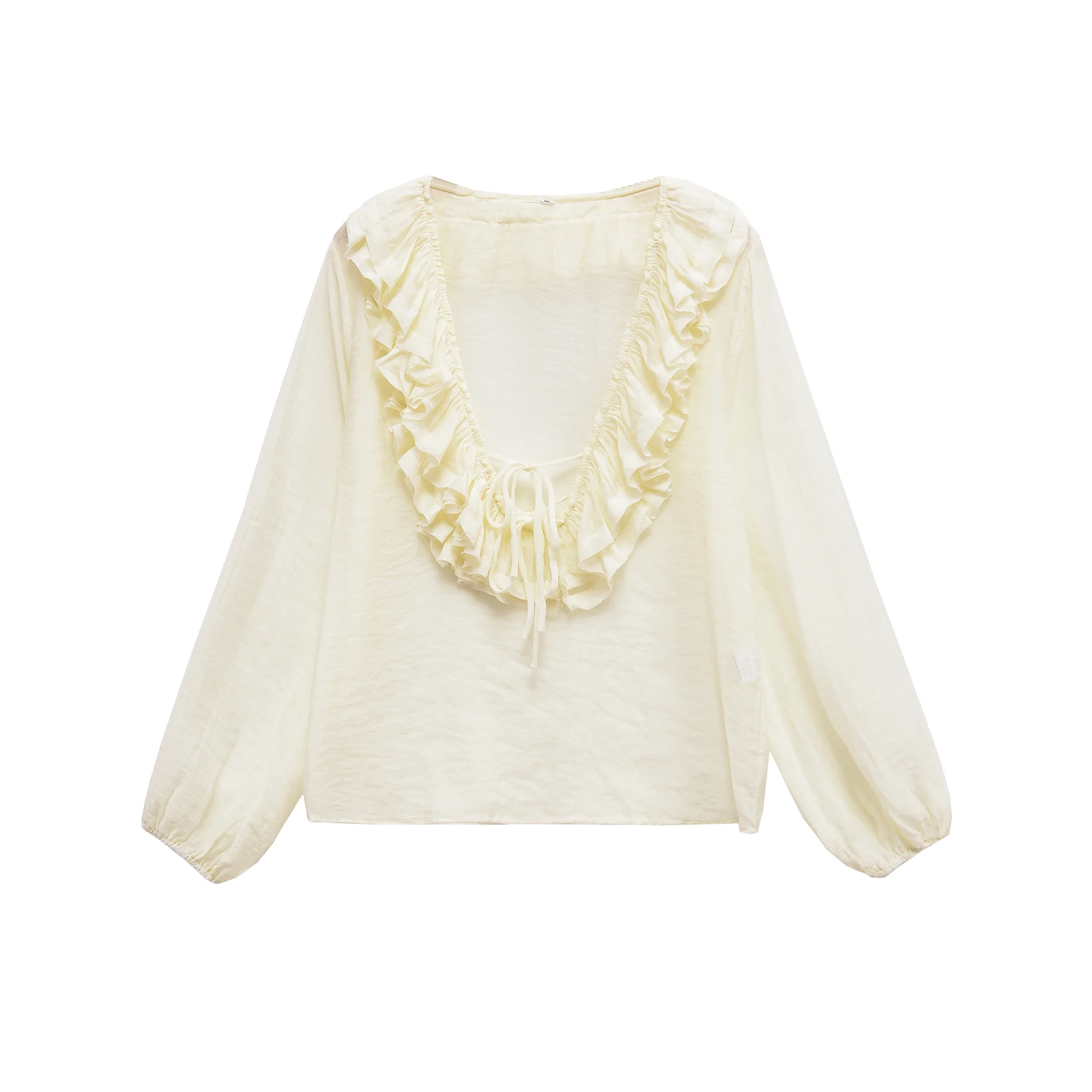 

Women's clothing autumn new products simple and versatile casual and fashionable layered decoration V-neck long-sleeved top