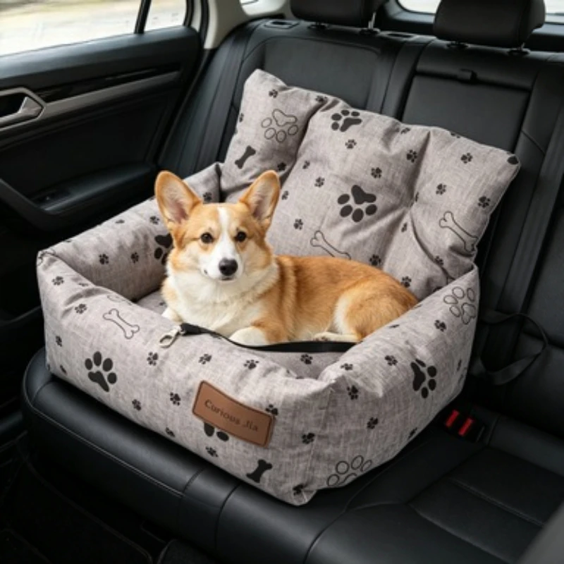 Car kennel removable and convenient four-season universal Oxford cotton linen cloth car co-pilot cat nest pad