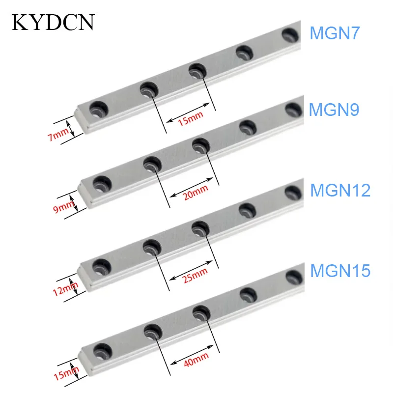 Kaiyade MGN MGW Linear Rail Guide 50‑550mm Mini Linear Guideway for MGN7 MGN9 MGN12 MGN15 MGW7 MGW9 MGW12 MGW15 3D Printer CNC