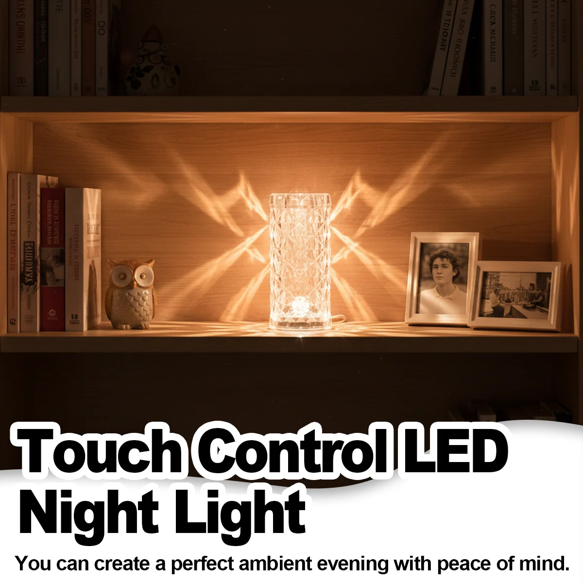 Лампа Crystal Rose Rgb Light Сенсорный стол Перезаряжаемый светодиодный декоративный бар Спальня Прикроватная тумбочка с регулируемой яркостью и пультом дистанционного управления Современный