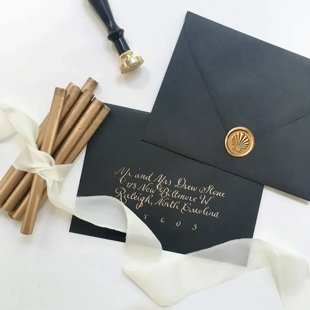 8Pcs Gun Sealing Wax Sticks for Wax Seal Stamp - Metallic Antique Gold,Great for Wedding Invitations,Cards Envelopes,Snail Mails