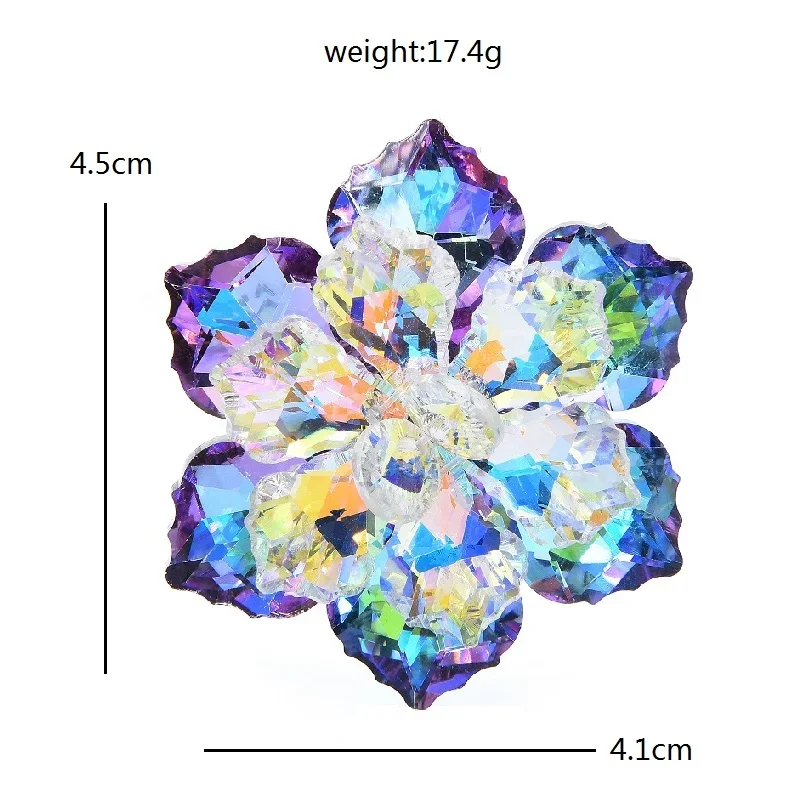 Wuli&baby Glass Flower Handmade Women Brooch Pins Shining Jewelry Accessory 2 Colors Best Gift