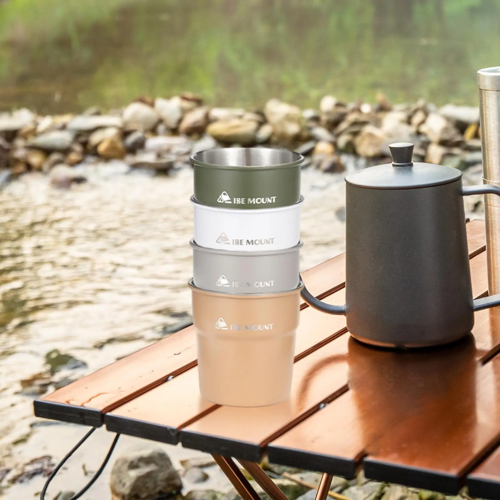 4pcs Outdoor Portable 304 Stainless Steel Cup Set Beer Tea Coffee Cup Camping Cup Hiking Travel Water Cup