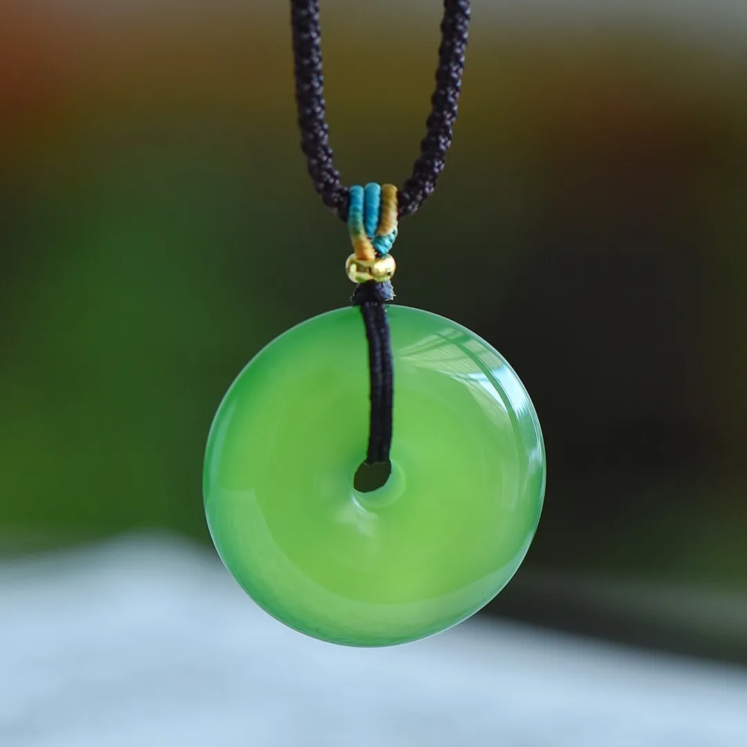 25mm Natural Green Jade Donut Necklace Women Fine Jewelry Genuine Myanmar Jadeite Grade A Burma Jade Donut Pendant Necklaces