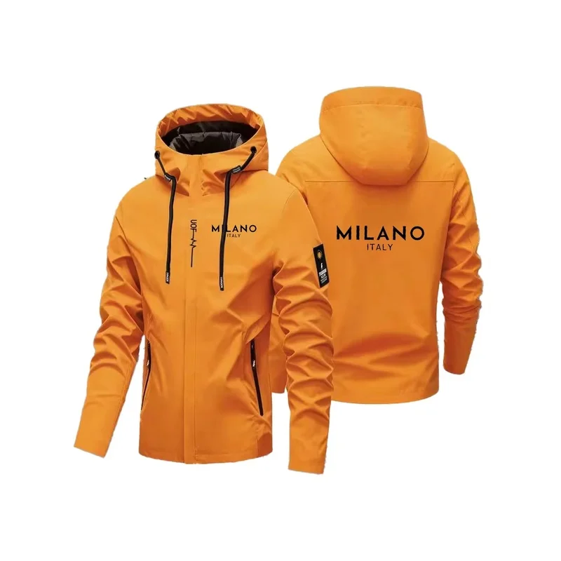 Casual jacket for men, suitable for outdoor travel. The thickened polyester fiber is durable. Hooded design with a zipper.