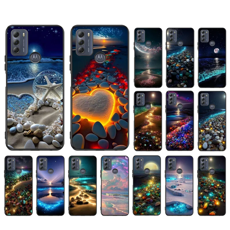 Scenery Beach At Night Phone Case For Moto G84 G23 G24 G31 G32 G41 G51 G52 G53 G54 G71 G82 G42 G62 G200 G Play G Stylus