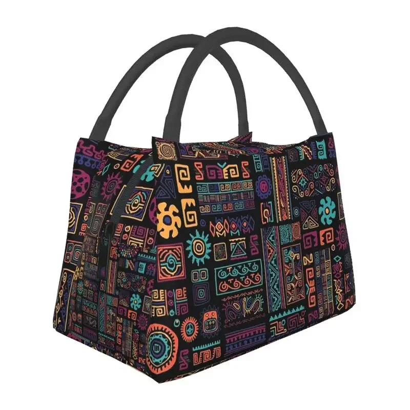 African Ethnic Tribal Pattern Insulated Lunch Bags for Women Africa Ankara Print Cooler Thermal Bento Box Office Picnic Travel