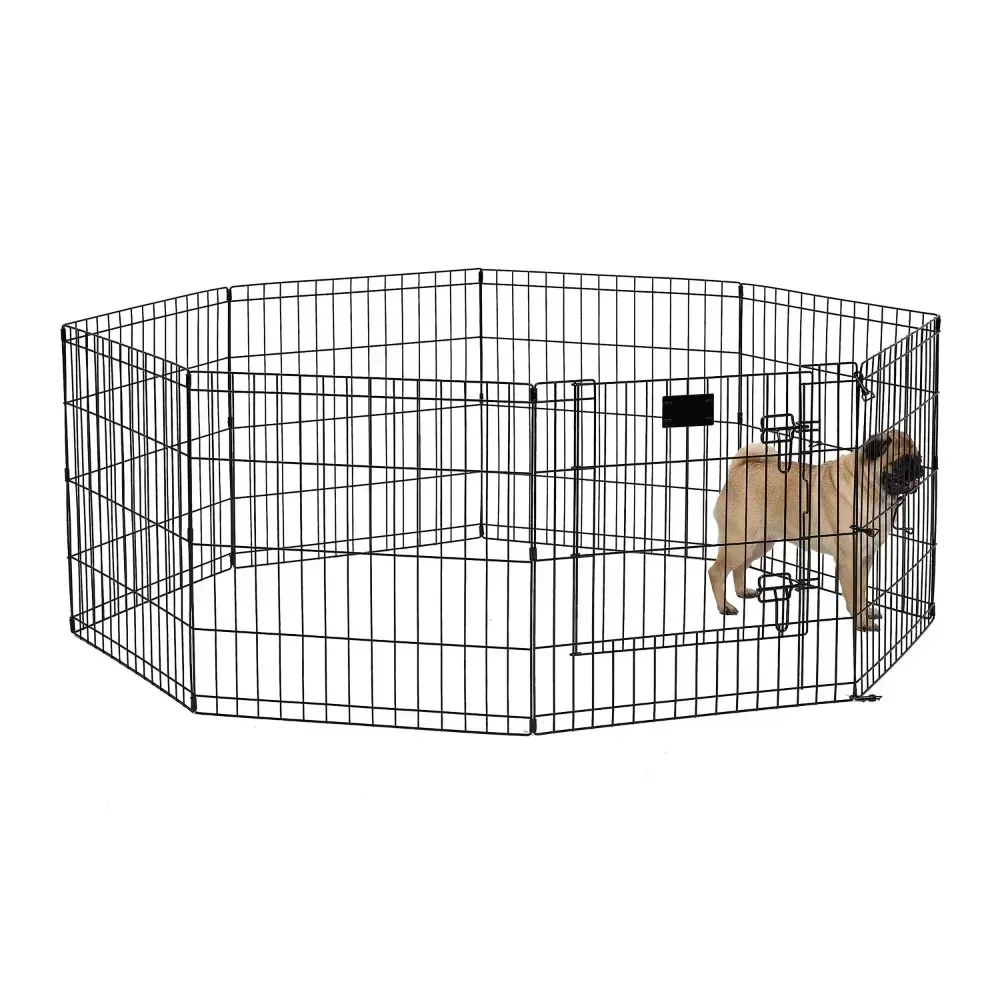 

MidWest Homes For Pets Metal Black Exercise Pet Dog Playpen with Door, 24"H