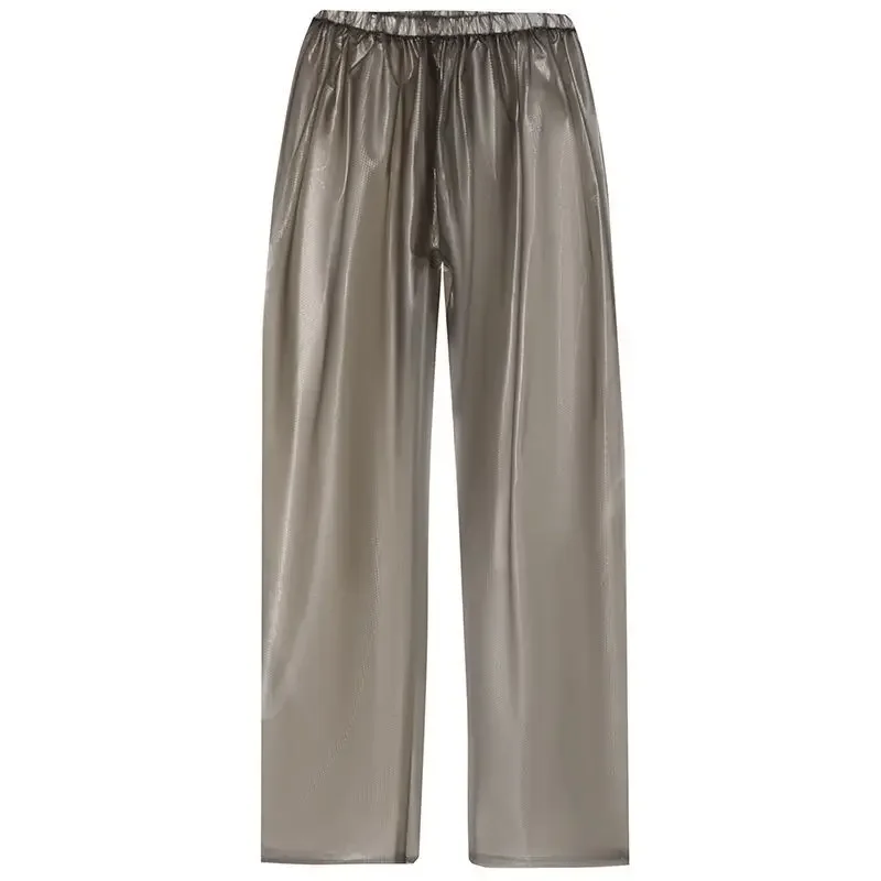 

Sheer Solid Color Transparent PVC Trousers Waterproof Pants Loosen Easy Drop Off Thick Anti mosquito;