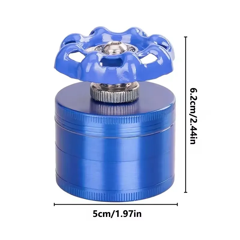 New 4-Layer Tobacco Grinder, 50mm Hand-Cranked Valve-Shaped Metal Herbal And Spice Pulverizer, Creative And Personalized Grinder