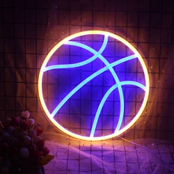 Basketball Neon Signs Blue Ball LED Night Light Hanging Wall Art Panel Lights USB Cool Arena Gym Game Shop Room Decor Nice Gift