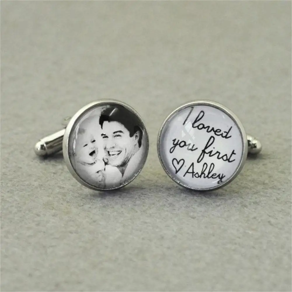 

1 Pair Custom Photo Cufflinks Personalized Picture Cuff Links Daddy Cufflink Father's Day Gift for Him Father Of The Bride Gifts