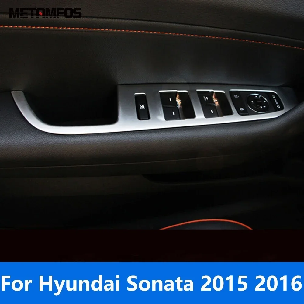 

For Hyundai Sonata 2015 2016 Matte Window Lift Switch Cover Trim Inside Door Armrest Decoration Frame Interior Car Accessories