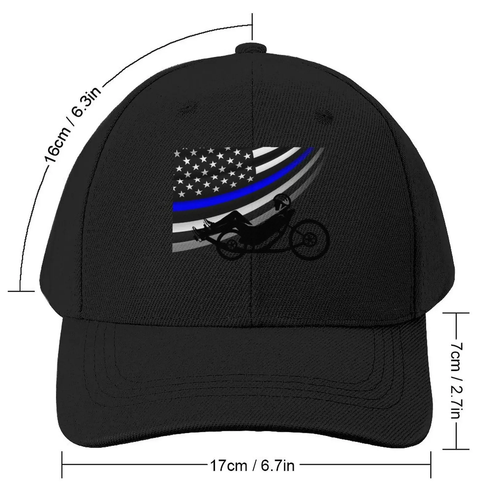 Recumbent Life Design - Patriotic Law Enforcement 2 - Tadpole Guy Baseball Cap Rugby New In The Hat Women's 2025 Men's