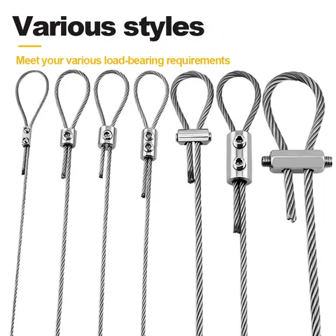 10pcs 1/2mm 와이어 로프 클램프 스테인레스 스틸 케이블 구리 금속 서스펜션 클립 조정 가능한 나사 고정 하드웨어 액세서리