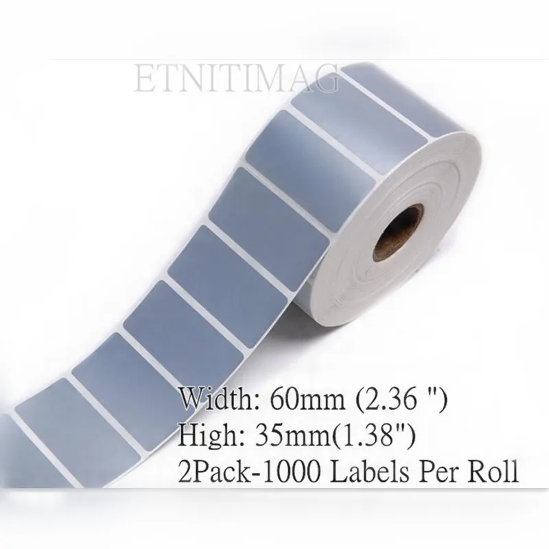 

Sticker label 60(2.36")x35mm(1.38")x1000Sheet/Roll Thermal Transfer Silver PET Label Waterproof Tearproof Oilproof Barcode Label