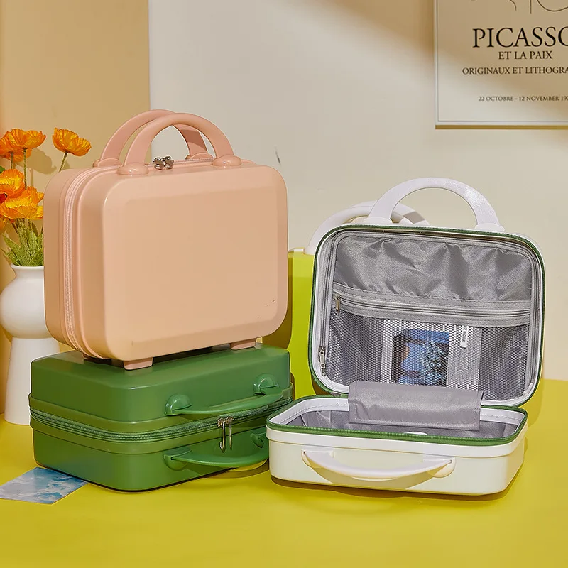 2024 Travel suitcase cosmetic small box 14 inch can be hung large box light small password storage bag