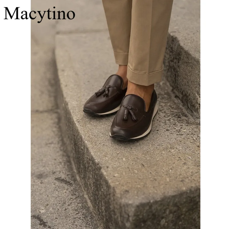 Boat Bottom Tassel Decoration Ladies Shoes Round Toe Chunky Heel Low Heel Shoes Spring and Autumn Fashion Party Shoes