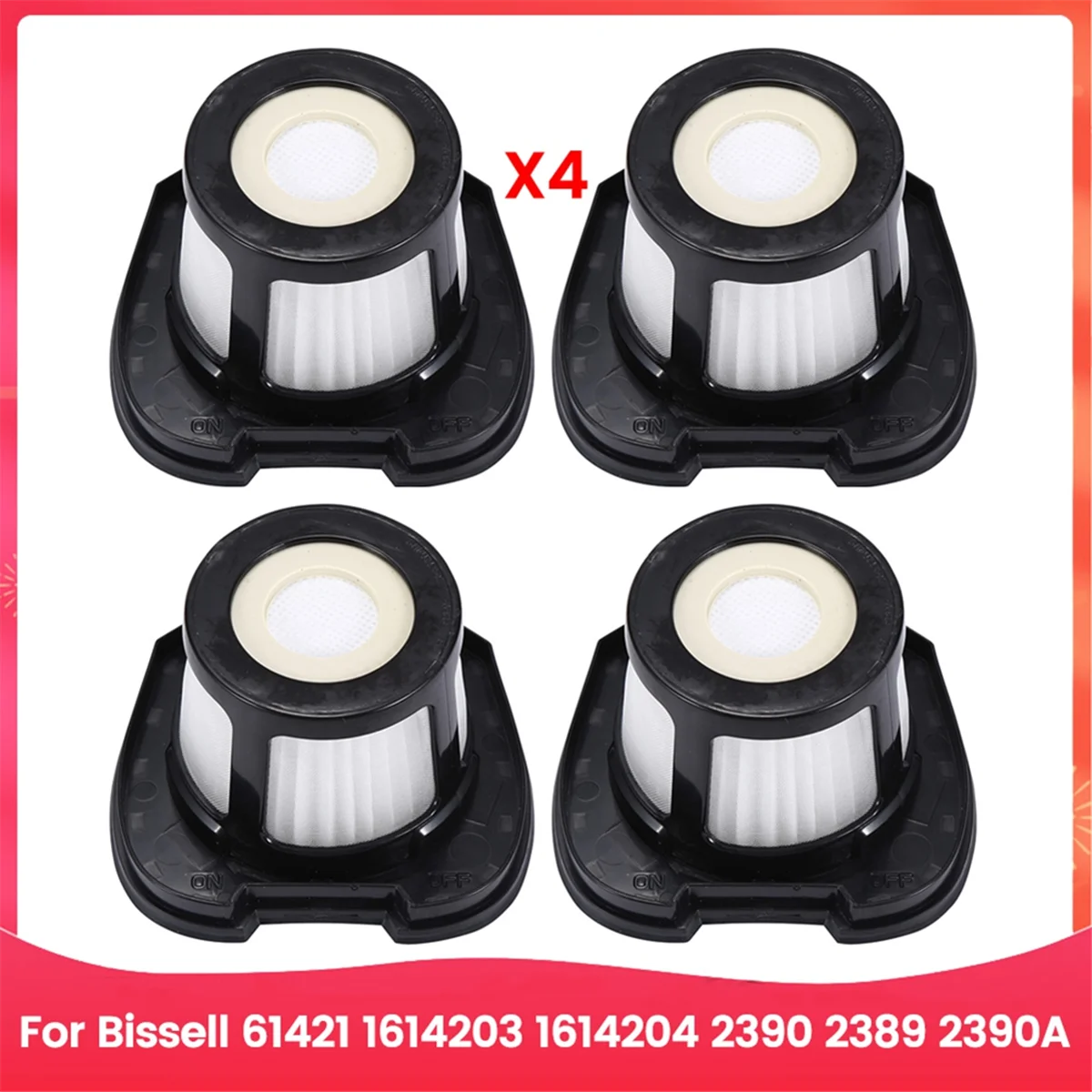 4PCS Vacuum Cleaner Filter Accessory for Bissell 61421 1614203 1614204 2390 2389 2390A Vacuum Cleaner Replacement Parts