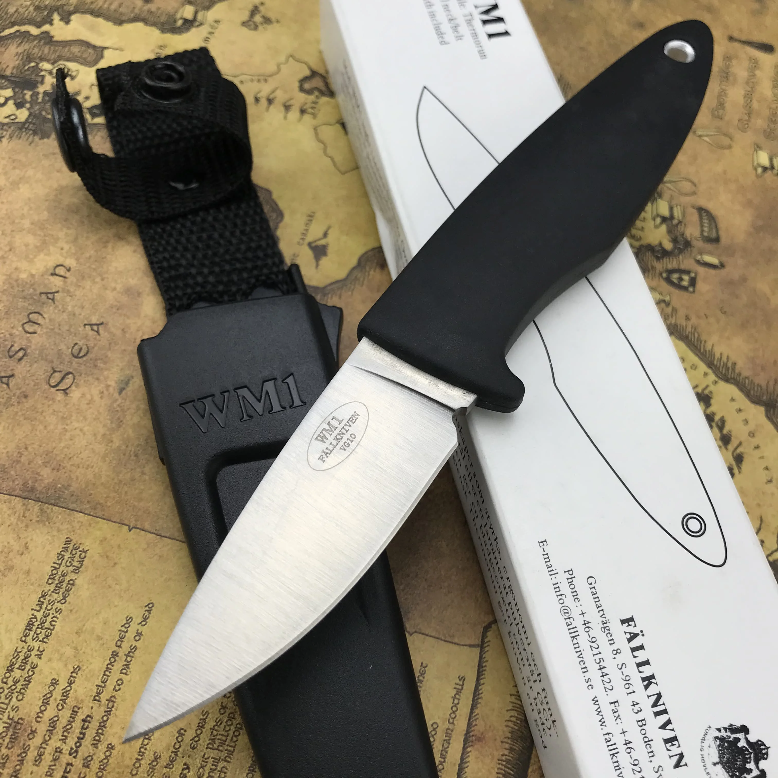 WM1 Fixed blade Straight knife 7Cr13Mov blade ABS plastic handle with knife sleeve Outdoor camping tactical knife EDC knife