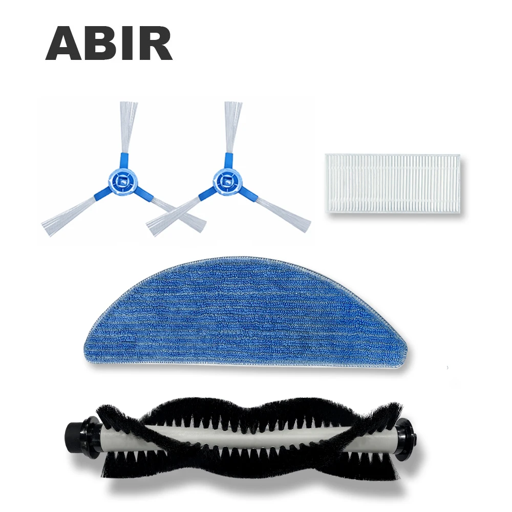 Piezas de repuesto para Robot aspirador ABIR R30, incluye Brus lateral 2 piezas, filtros HEPA 1 ud., mopa 1 ud., cepillo Central 1 ud.