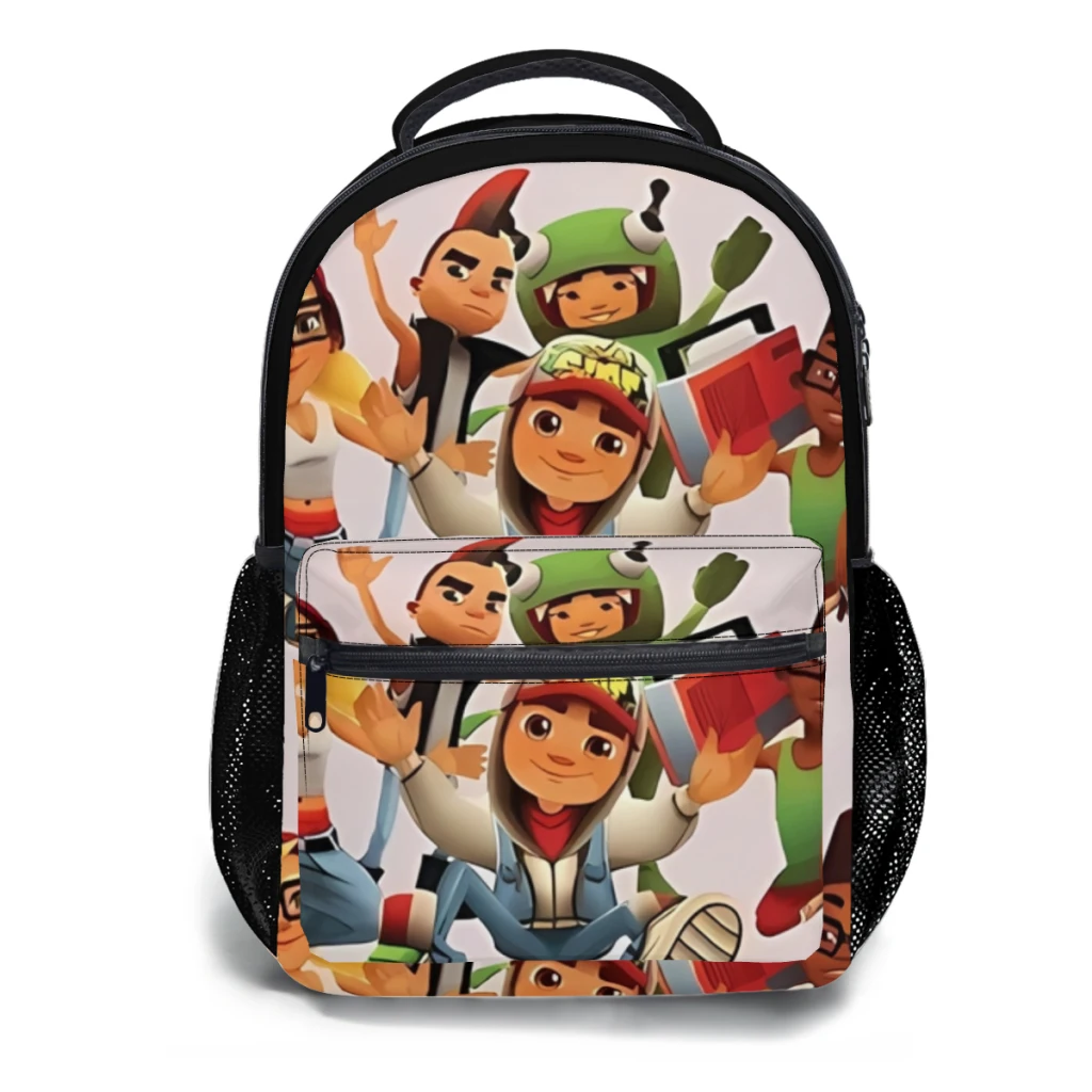 Impermeável Mochila de Alta Capacidade para Meninas, Subway Surfers Team, Trendy Laptop Mochilas Escolares, Nova Moda Feminina, Crianças, 17" 