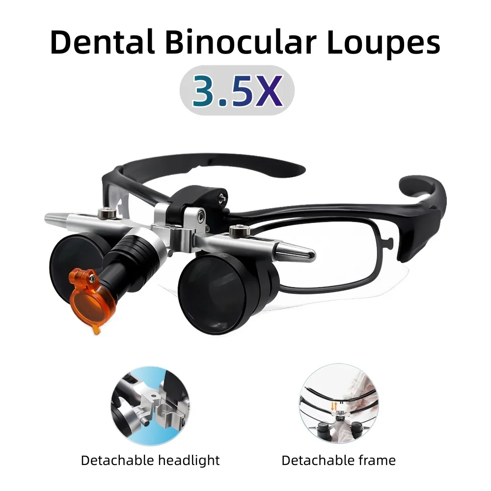 Dental Binocular Loupes 3.5X Medical Magnifier Binocular Magnifying Glass With 5W LED Headlight Dentistry Surgical Loupes