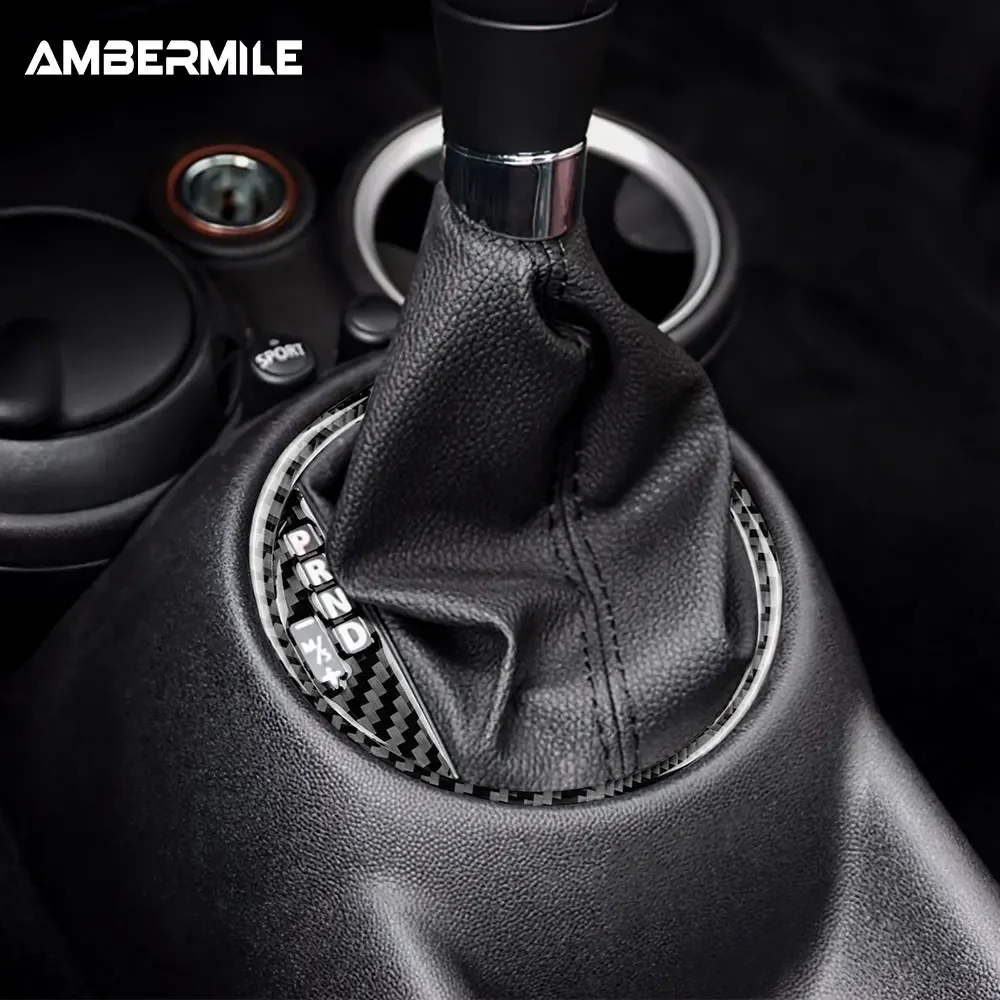 For Mini Cooper Hardtop R56 Clubman R55 Convertible R57 Carbon Fiber Accessories Car Gear Shift Panel Cover Interior Sticker