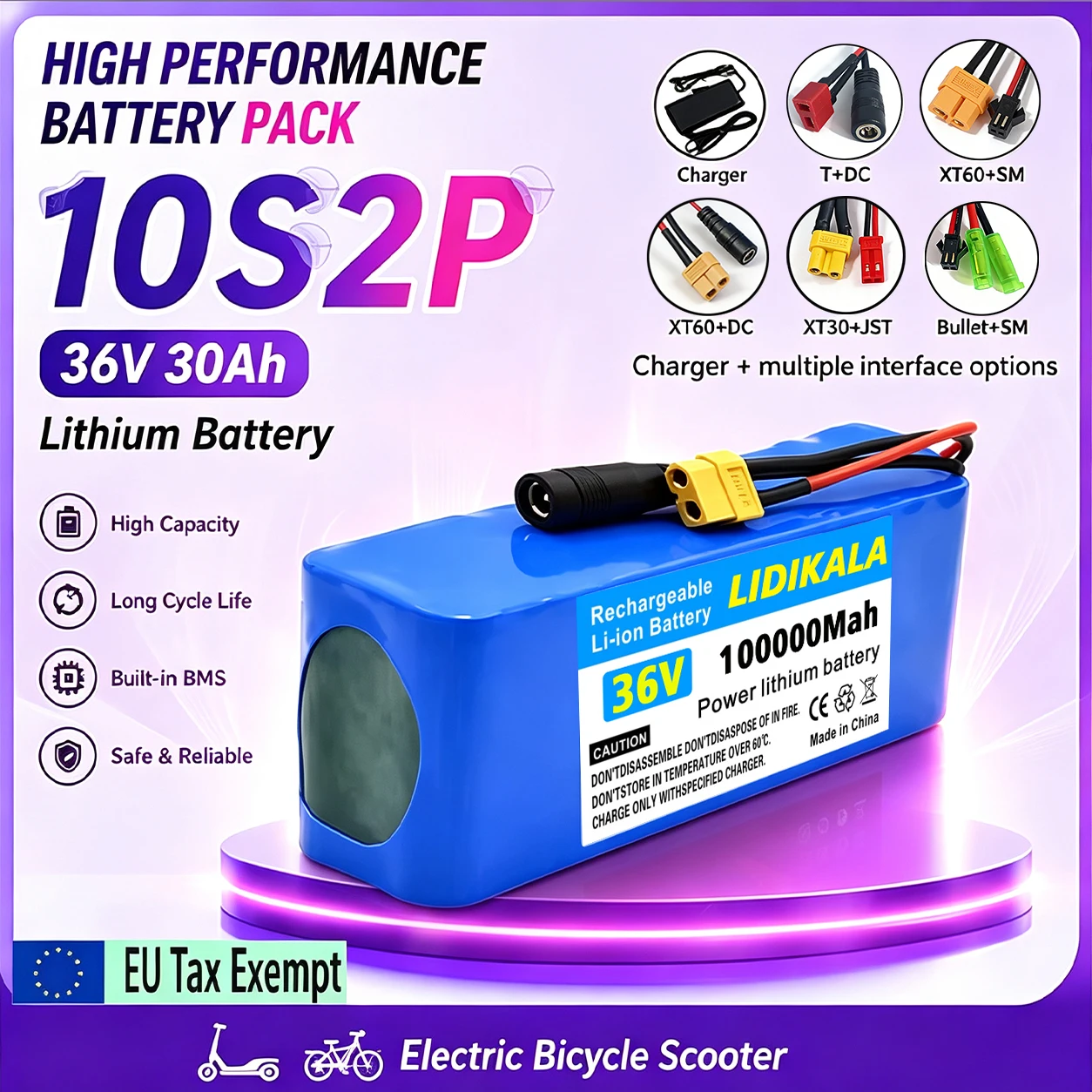 36V 100000mAh 10S2P 36V Elektroroller-Akku Lithium-Elektroroller 500W Elektroroller-Akku 36V 10S2P Akku