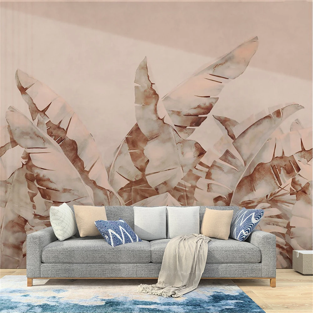 

custom Northern Europe banana leaf wallpaper Modern plant mural Living room TV background Home restaurant 3D wall paper stickers