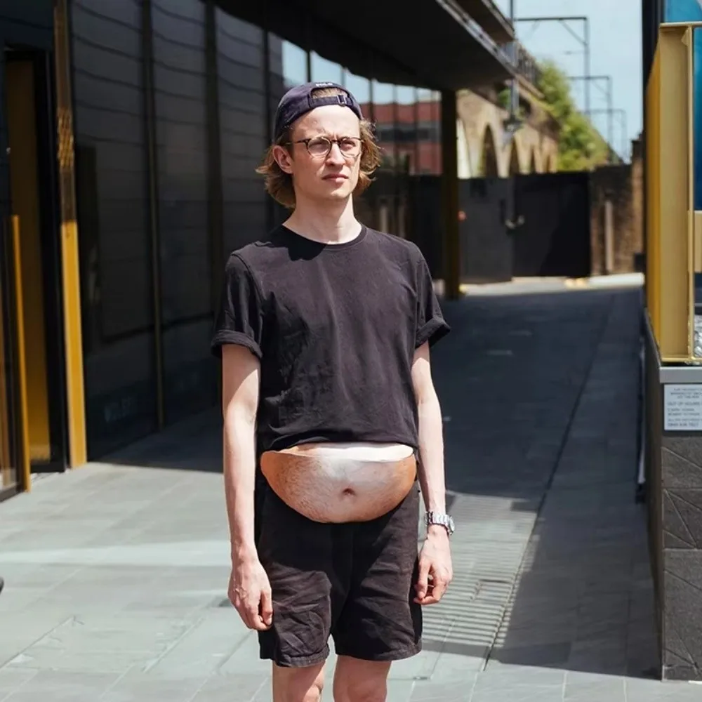 Novelty 3D Belly Bum Pouch Flesh Color Dad Bod Style Waist Bag Pop Design Fat Belly Shape Shoulder Bags for Men
