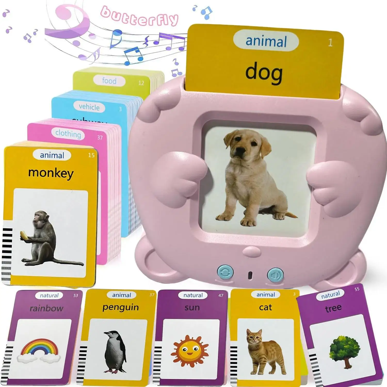 Macchina per l'apprendimento delle carte Flash parlanti per bambini Libro audio elettronico linguistico educativo precoce Impara le parole inglesi Giocattoli Regalo per bambini