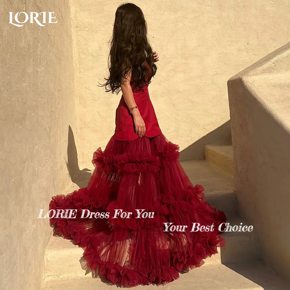 LORIE Pleats Strapless Evening Dress Saudi Party Prom Dress Tulle Sweetheart A-Line Evening Dress Party Gown Cocktail Customized