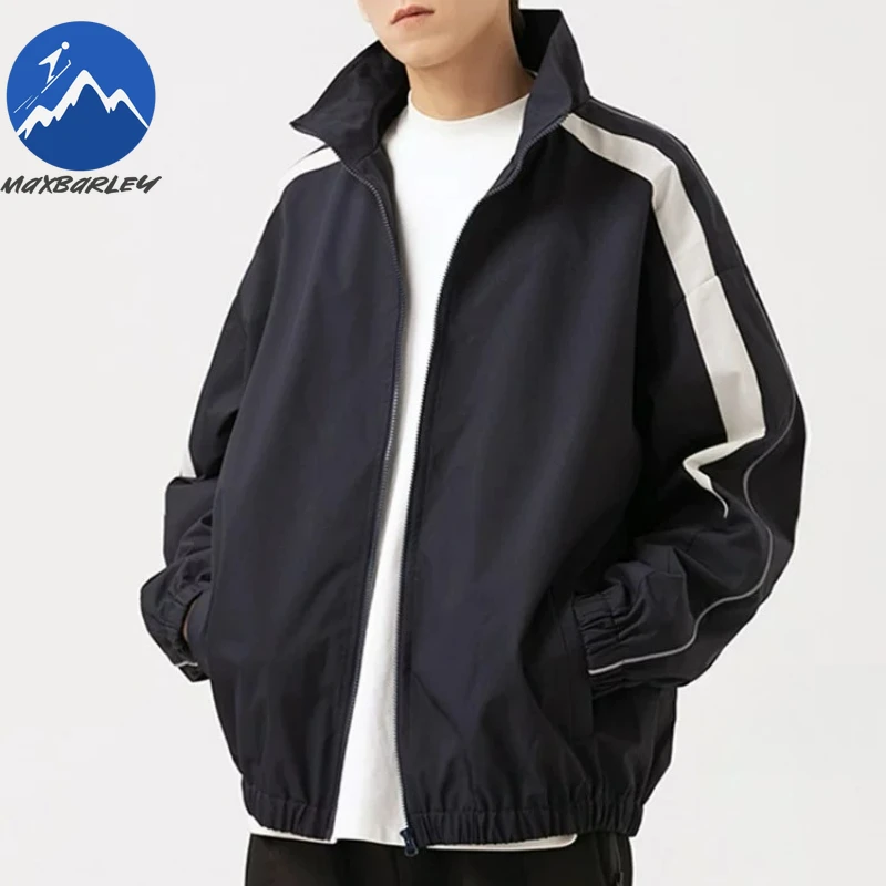 

Maxbarley Windproof Jacket Men Harajuku Street Stitching Windbreaker Coat 2025 Autumn Casual Baseball Jackets Normcorers
